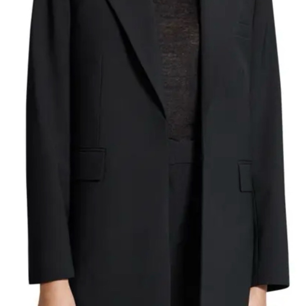 Theory Black Wool Blazer Structured Suit Jacket Size 10 — Quiet Luxury